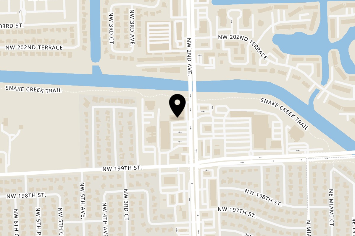 Map showing the location of Awash Miami on 19934 NW 2nd Ave in Miami Gardens